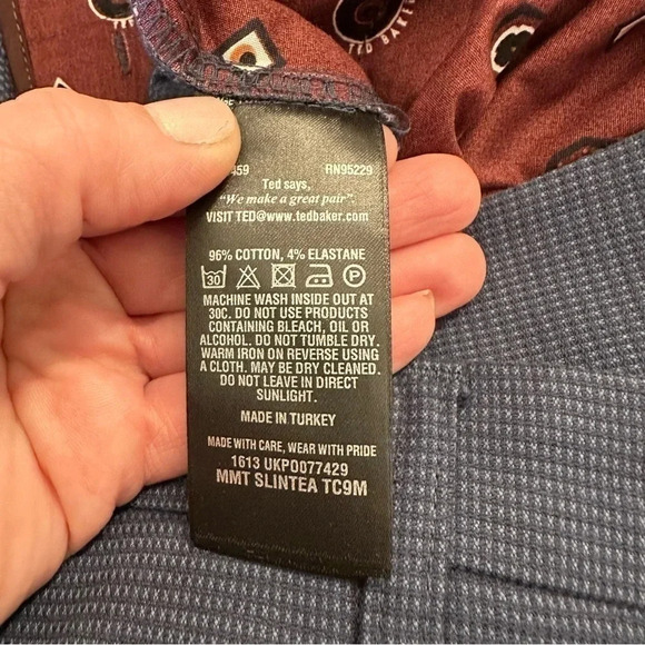 Ted Baker London Slim Fit Semi Plain Trouser Navy Size 38R Men's NWT - Picture 10 of 12